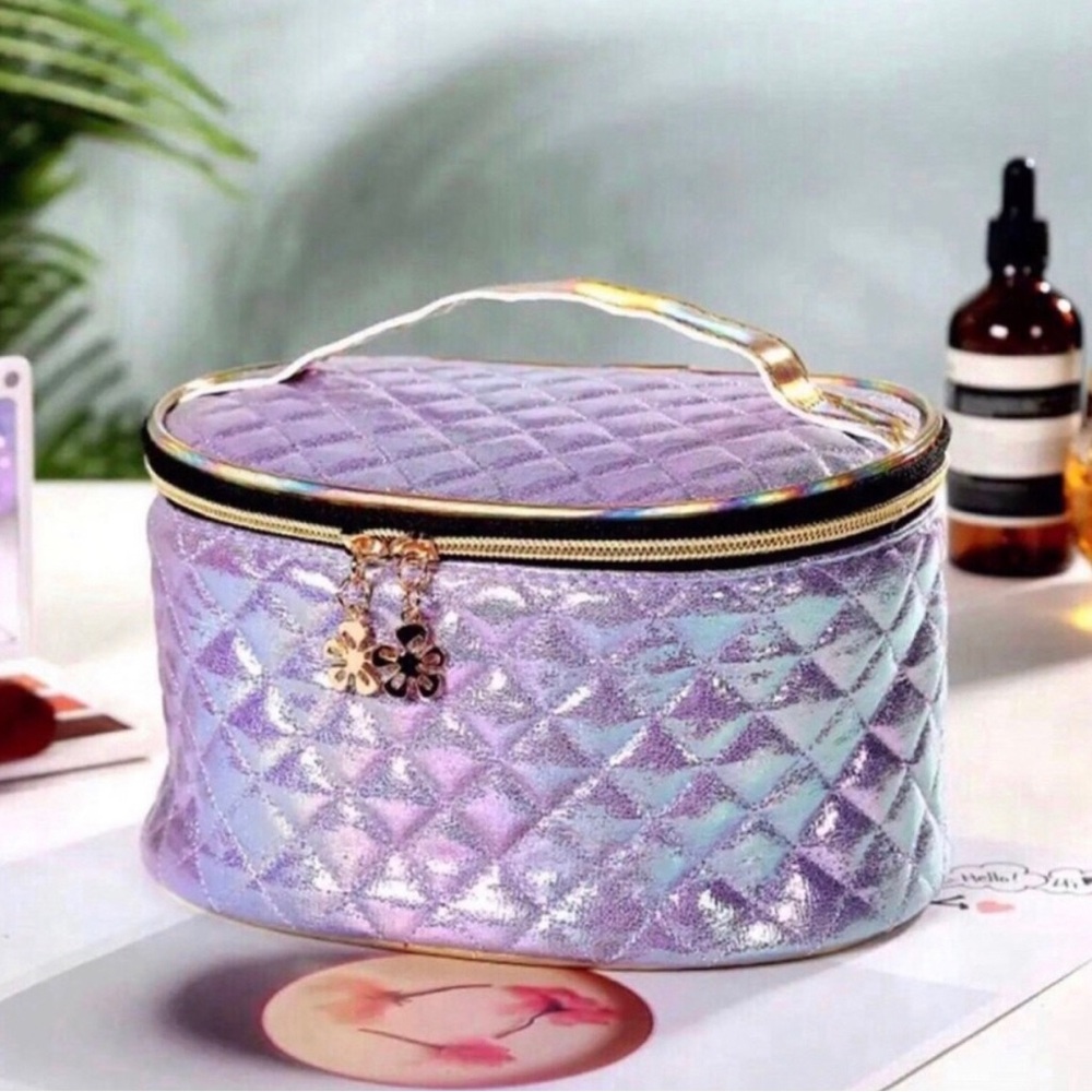 Iridescent Quilted Cosmetic Case - Lavender